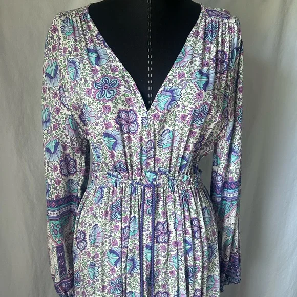 Bohemian Chic Style Floral Maxi Dress Size XS NWOT - Picture 4 of 15